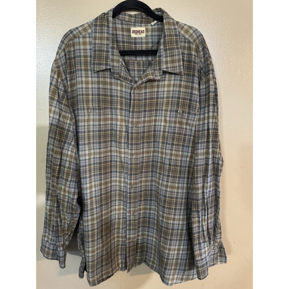 Redhead Men’s 4XL Brown Flannel Button Down Long Sleeve Shirt